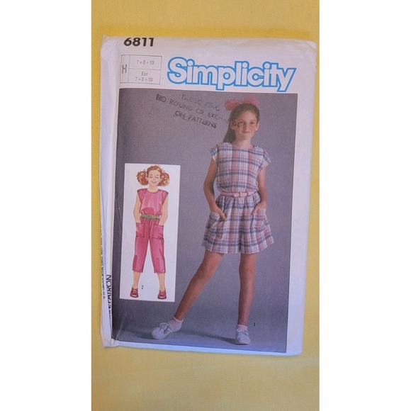 Simplicity Other - Simplicity 6811 Sewing Pattern Girl's Easy To Sew Jumpsuit 2 Lengths (8,10,12)